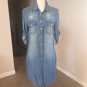 Mango Jeans Western Style Jean Shirt Dress, Size S